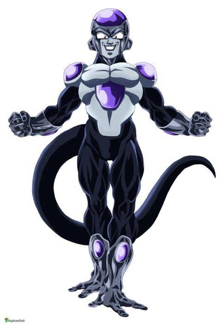 Frieza in his Black Form is flexing his muscles.